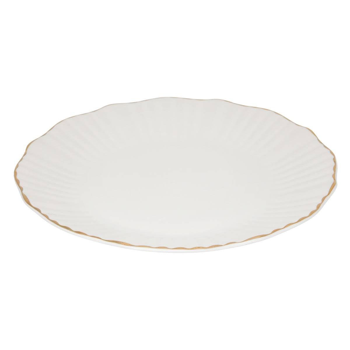 Atmosphera - Lot de 6 assiettes plates daphné ronde d.27cm blanc