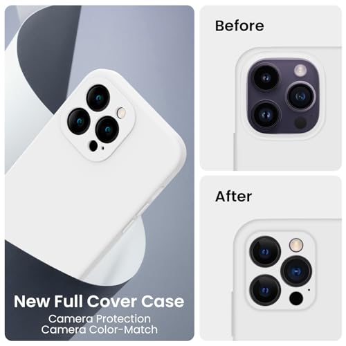 Image of FireNova Designed for iPhone 14 Pro Max Case, Silicone Upgraded [Camera Protection] Case, Soft Anti-Scratch Microfiber Lining Inside, 6.7 inch, White