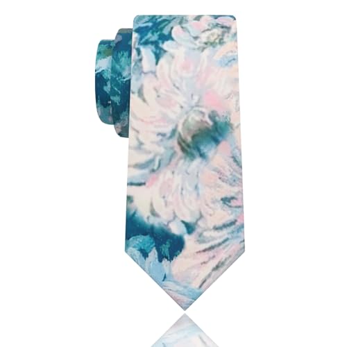 Image of Luckyvestir Mens Ties, Sage /Dusty Blue /Pink Floral Ties for Men, 2.76 inch Cotton Flower Necktie for Wedding /Groomsmen /Party
