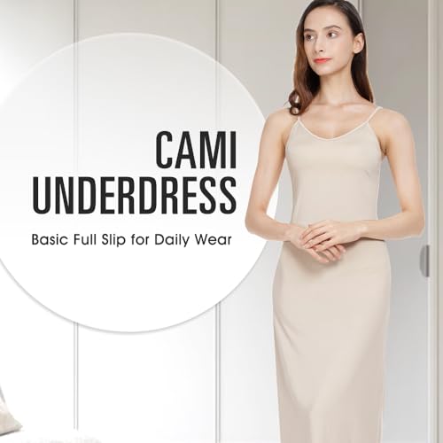 Image of MANCYFIT Long Slips for Under Dresses Full Length Adjustable Spaghetti Strap Nightgown