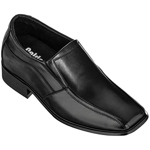 CALDEN K0285-2.8 inches Taller - Size 7.5 D US - Height Increasing Shoes for Men (Black Slip On Bicycle Square Toe)