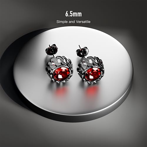 Black Studs Earrings for Men Cubic Zirconia Emerald Garnet Earrings for Women Unique Cuban Link Styled Hypoallergenic Jewelry2