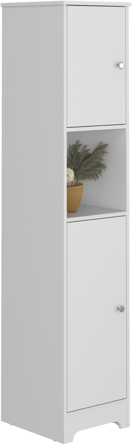 Modern Double Door Cabinet - Minimalist Storage Locker with 4 Adjustable Shelves, Stylish Home Organization Solution for Living Room, Bedroom, or Office