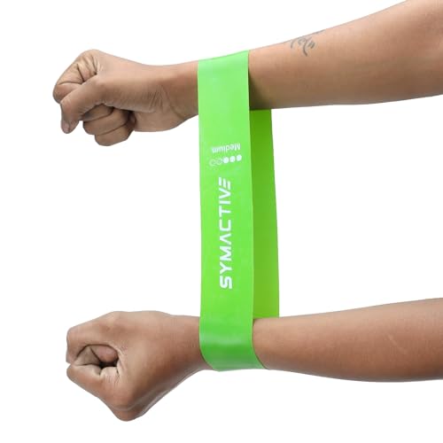 Image of Amazon Brand - Symactive Anti-Slip Latex Resistance Bands Loop Set, Smell-Free, Tear Resistant & Skin Friendly, Theraband for Fitness, Useful for Hips, Arms & Legs Workouts (Multicolor, Set of 3)