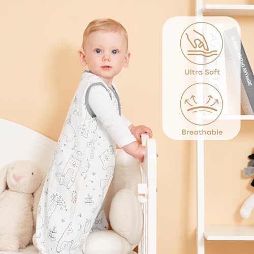 Image of Yoofoss Baby Sleep Sack 6-12 Months Baby Wearable Blanket 100% Organic Cotton 2-Way Zipper Toddler Sleeping Sack, 3 Pack Soft Lightweight Sleep Sacks for Babies