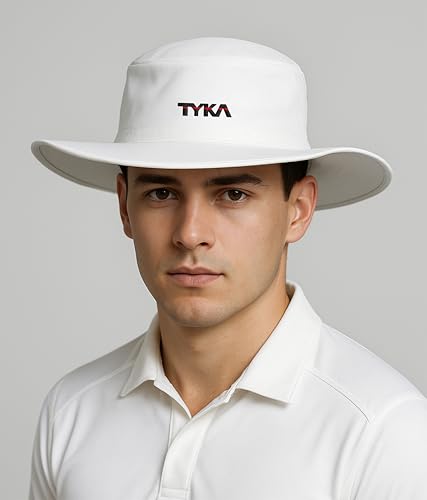 Image of TYKA Cricket Panama Hat | Wide Brim Sun Protection Hat with Sweat-Absorbent Towel Lining | Lightweight & Breathable Headwear for Cricket Matches