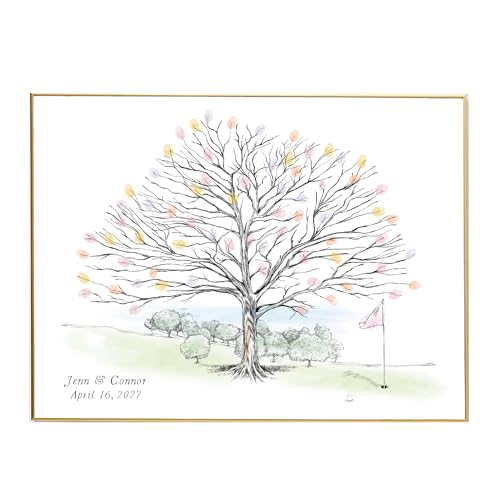 Magic Wand Ink Thumbprint Tree Guestbook Alternative Golf Themed Wedding Guest Book Birthday Retirement Party