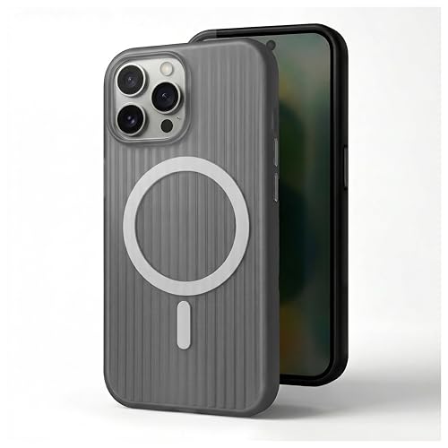 Image of amazon basics Streak Magnetic Protective Cover Compatible with iPhone 15 Pro Max | MagSafe | Camera Protection|Anti Shock,Scratch Resistant| Wireless Charging - Black