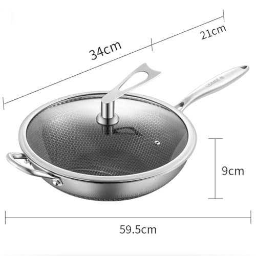 Wok de acero inoxidable con tapa diámetro 34 cm miniatura 2