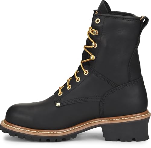 Image of Carolina 8 inch Waterproof Logger Boots for Men, EH-Rated Lineman Boots | EH-Rated Protection, Slip-Resistant Lug Sole, Waterproof Build, Triple-Rib Steel Shank, Welt Construction, Work Shoes for Men