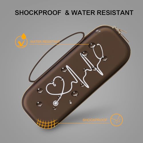 Stethoscope Case for 3M Littmann Classic III Monitoring, Lightweight II S.E, MDF Acoustica Deluxe Stethoscopes - Extra Room for Medical Bandage Scissors EMT Trauma Shear and LED Penlights, Brown