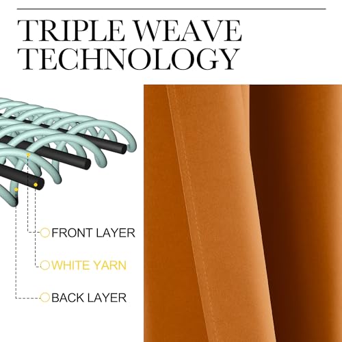 Image of NICETOWN Room Darkening Cafe Satin Curtains for Small Windows, 42 inch Wide by 84 inch Long, 2 Panels, Orange, Grommet Privacy Faux Silk Blackout Drapes for Bedroom