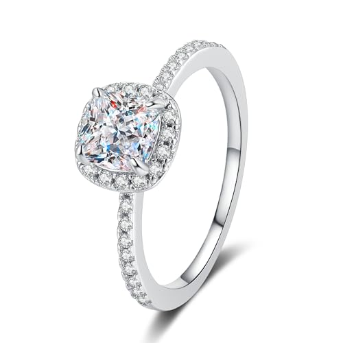 Bague en argent 925 StarGems coussin 1ct le cadeau idéal pour femme