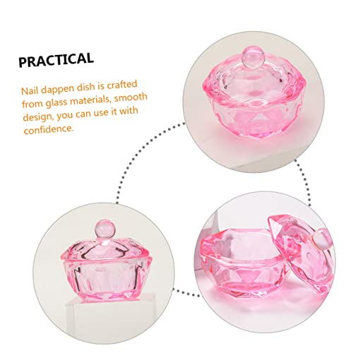 Ipetboom 2 piezas Dappen Dish para uñas con tapa de vidrio miniatura 6