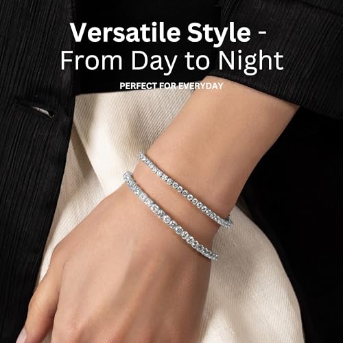 KISPER Tennis Bracelet for Women - 24K White Gold or Gold Plated Round Cut AAAAA CZ, 3mm/4mm Width, Elegant Jewelry Gift, 6.5/7/7.5 Inch2