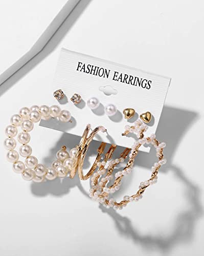 Image of ANNACREATIONS Stylish combo of pearl stud hoop earrings set for Women Girls