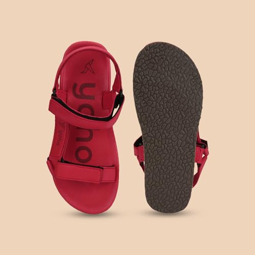 Image of YOHO EVA Sandals for Women | EVA sole | Comfortable cushioned sole with TPR base | Lightweight | Soft skin friendly straps | Adjustable straps | Velcro closure | Vibrant colour options