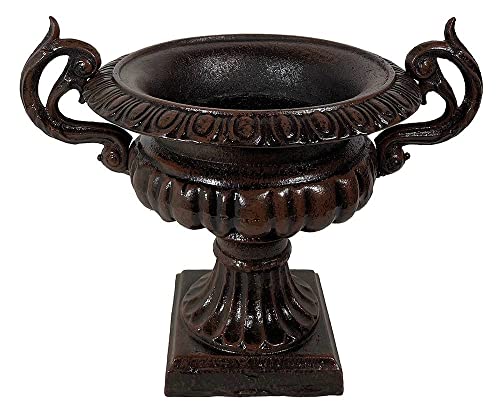 Französische Vase Henkel Pflanztopf Gusseisen Schwer Amphore Antik-Stil Braun