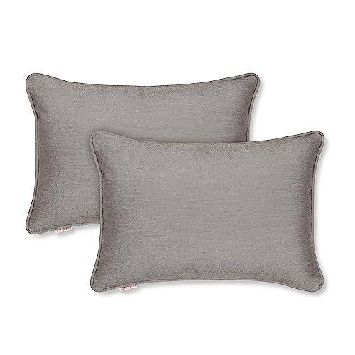 Austin Horn Classics Sunbrella Corded-Edge Indoor/Outdoor Pillow Covers, Decorative Throw Pillow Covers for Your Living Room and Bed, Sunbrella Acrylic Fabric (Set of 2, Charcoal Grey, 13x20)
