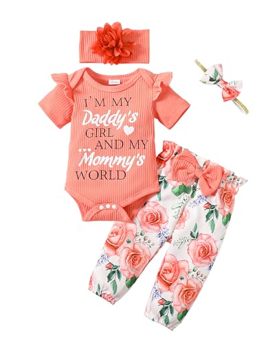 Image of SUNNY PIGGY Newborn Infant Baby Girl Clothes Ruffle Romper Toddler Girl Floral Cotton Pant Sets Girls Clothing Outfit