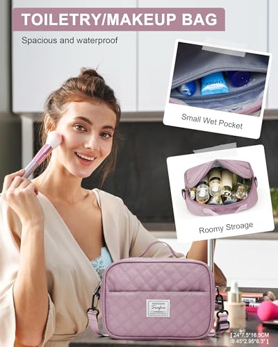 Image of Gym Duffle Bag for Women with Shoe Compartment Waterproof Travel Tote Bags Personal Item Carry On Weekender Overnight Bags with Toiletry Bag Swimming Yoga Bags Hospital Holdalls Purple