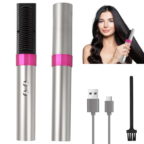 Hair Straightener Brush UK Cordless Hair Straighteners for Women USB Rechargeable Hot Comb with 30s Fast Heating 6 Temp Settings and Anti Scald 269×40×49mm