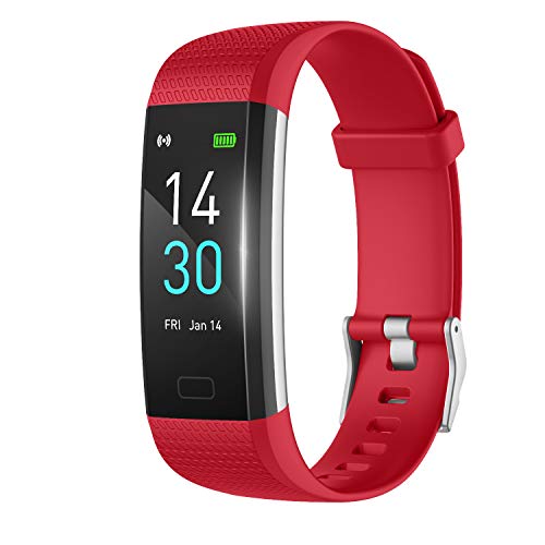 UM Fitness Tracker 2020 New Version IP68 Waterproof, Fitness Watch Heart Rate Monitor with Calories/Step Counter Sleep Tracker Stopwatch Health Tracker Fit Watch for Men Women Kids (Red)