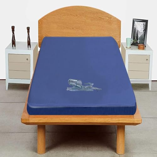 Image of Trance Cotton Feel Terry Ultra Soft Waterproof Single Size Mattress Protector | Breathable - Hypoallergenic Bed Protector (72x30 inch | 6x2.5 feet, Classic Blue - Pack of 1)
