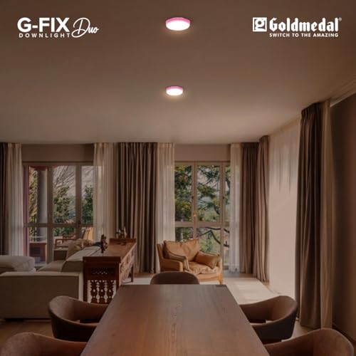 Image of Goldmedal G-Fix 7W Duo Round Downlight |LED Downlight for False Celing,Home,Hall,Room,Office,Shop | 2-in 1 Round Junction LED Light | Cool Daylight + Pink | Pack of 1