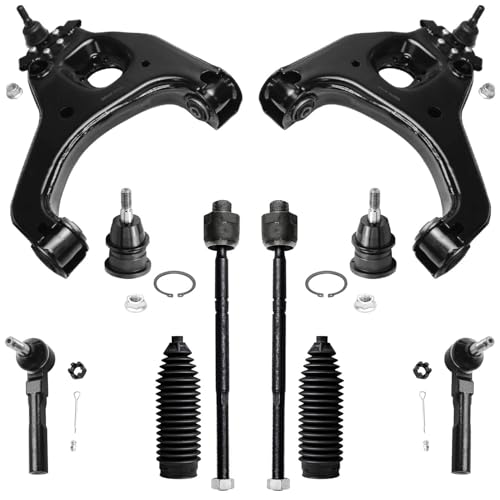 Image of Detroit Axle - 2WD Front End Control Arm Kit for 1999-2006 Chevy Silverado 1500 GMC Sierra 1500, 2 Lower Control Arms w /Ball Joints 2 Upper Ball Joints 4 Inner & Outer Tie Rods 2 Boots Replacement