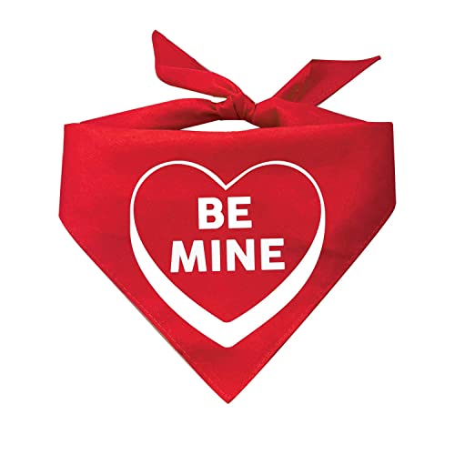 Candy Hearts (Kiss Me, XOXO, I Chews You, Be Mine) Valentine's Day Dog Bandana (Red) (One Size, Be Mine)