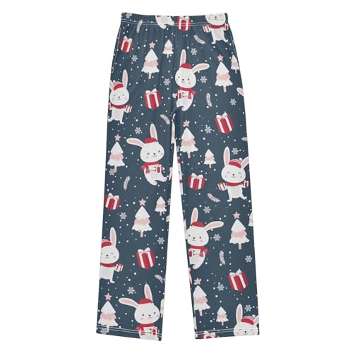 Boys' Pants Bunny Christmas Xmas Tree Long Bottoms Jogger Pants Elastic Waist Trousers with Pockets S-XL