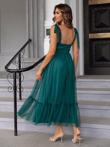 SISKIN Summer Cocktail Dresses for Women Tie Shoulder Semi Formal Dresses Hem Mesh Birthday Wedding Guest Dress4