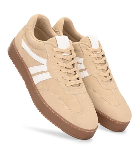 Image of MACTREE Suede Leather Upper Laceup Casual Sneakers for Men | Stitched TPR Sole