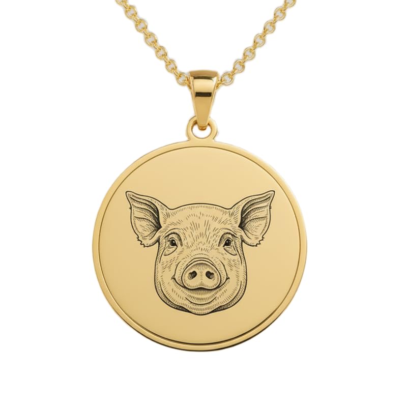 Collier tête de cochon anti-ternissement en argent 925 doré, chaîne câble 45 cm
