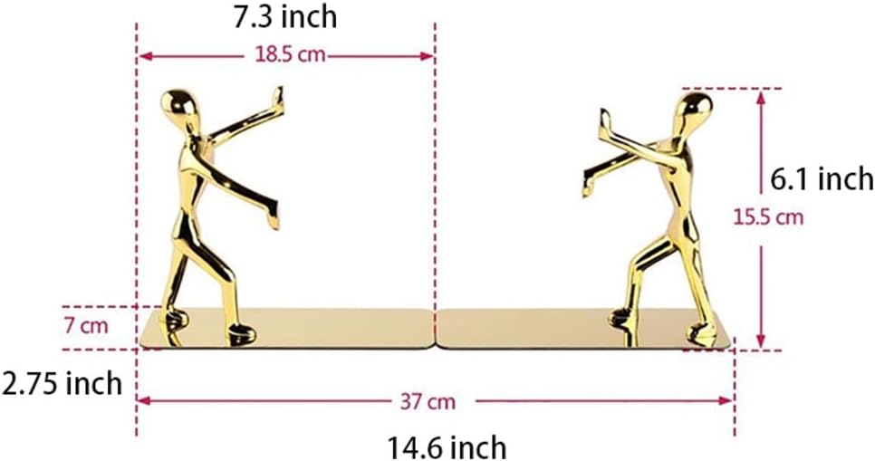 Mordern Bookends Book Ends Heavy Duty Bookends Nonskid Book End Art Bookend, Metal Book Ends for Shelves, Book Support for Books,1 Pair Decorative Bookend Supports(C)