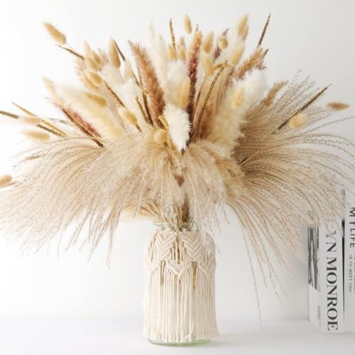 La mejor selección de Hojas secas - los preferidos. 48 Decoración de Hierba de la Pampa Seca, 120 Piezas de Decoración para Fiesta de Bodas Casera Boho, Arreglos de Flores Secas, Hierba de la Pampa Blanca y Natural, Caña, Colas de...