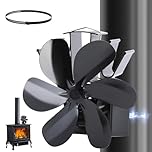 JossaColar Ventilateur Poele à Bois Magnetique 6 Pales | Socle Réglable - Adapté aux Cheminées et aux Tuyaux de Poêle | Ventilateur de Cheminée Avec Thermomètre Magnétique