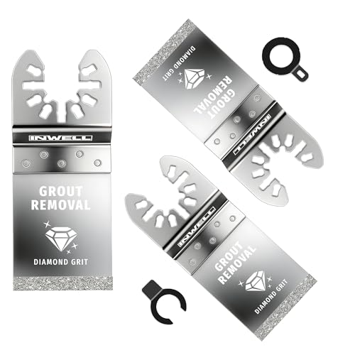 3PCS Diamond Oscillating Tool Blades Universal-Fit Multi Tool Saw Blades for Grout Removal Tile Mortar Cleaning & Soft Tile Cutting Durable Diamond Grit Fits Dewalt Milwaukee Ryobi Bosch