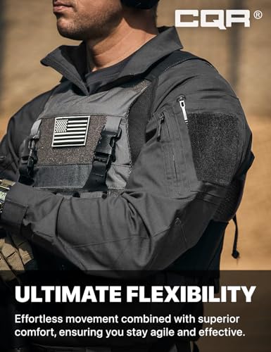 CQR Men's Combat Shirt Tactical 1/4 Zip Long Sleeve Military BDU Shirts Camo EDC Top with Pockets