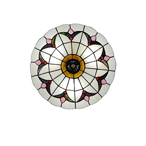 Plafonnier en vitrail vintage bleu 50cm pour salon - 6