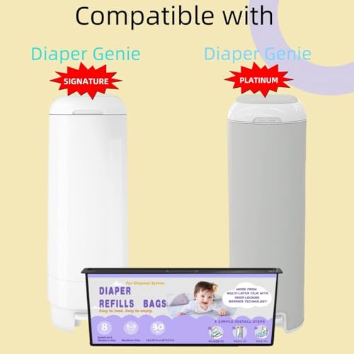 Image of Diaper Easy Roll Refill Bags，90 Lavender Scented Diaper Pail Refills，Holds Up to 4200 Newborn Diapers，Superior Odor Control，Compatible with Genie Easy Roll Signature & Platinum Pails