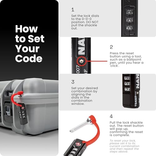NANUK TSA Approved Lock – Durable, Secure Travel Case Lock with Cut-Resistant Steel Shackle & Rustproof