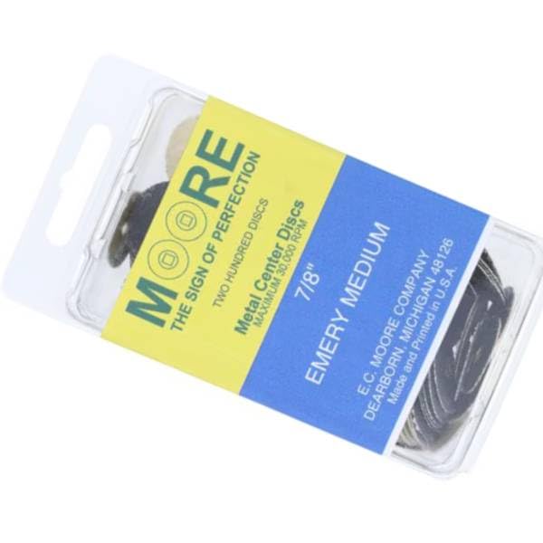 EC Moore BC-78-EMBB Paper Discs Brass Center 7/8" Emery Medium Grit 200/Pk