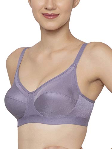 Image of Triumph Triaction Women's Sports Bra Wireless Non Padded Support Bra Breathable Mesh High Coverage Gym Bralette Cross Back Stretchable Activewear White Solid Design Pack of 1