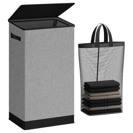 SOLEDI Laundry Hamper with Lid 100L Large & Tall Collapsible Laundry Basket, Clothes Hamper with Bag Removable Easy to Carry, Dirty Hampers for Bedroom, Bathroom, Dorm, College, Grey