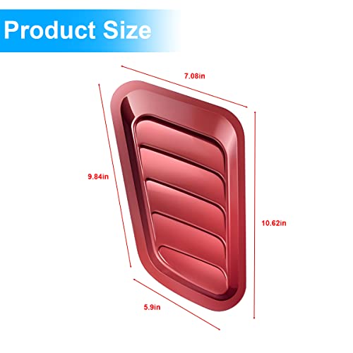 Blilo Car Hood Vents, 2PCS Universal Hood Air Vents for Car Hood Scoop, Bonnet Vent Hood Air Intake Trim Cover (Red)