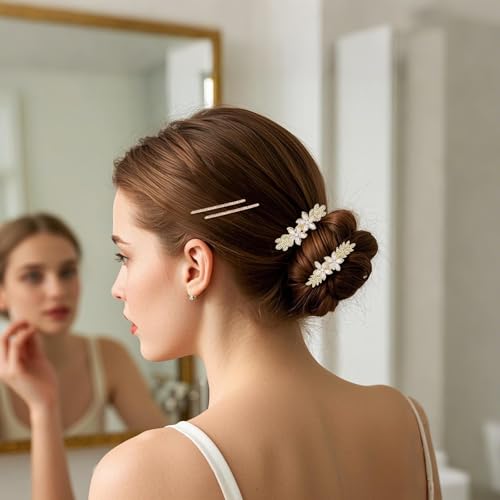 4 pinzas para cabello con cristales, doradas y florales miniatura 4