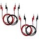 ALAMSCN 4 Stück Multimeter Messleitungen 4mm Bananenstecker Kabel Bananenstecker-Prüfkabel für Strommessgeräte Multimeter Spannungsprüfer, 3,3ft/1m Rot und Schwarz