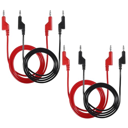 ALAMSCN 4 St&uuml;ck Multimeter Messleitungen 4mm Bananenstecker Kabel Bananenstecker-Pr&uuml;fkabel f&uuml;r Strommessger&auml;te Multimeter Spannungspr&uuml;fer, 3,3ft/1m Rot und Schwarz